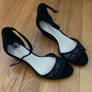 Vince Camuto black suede wedge heels